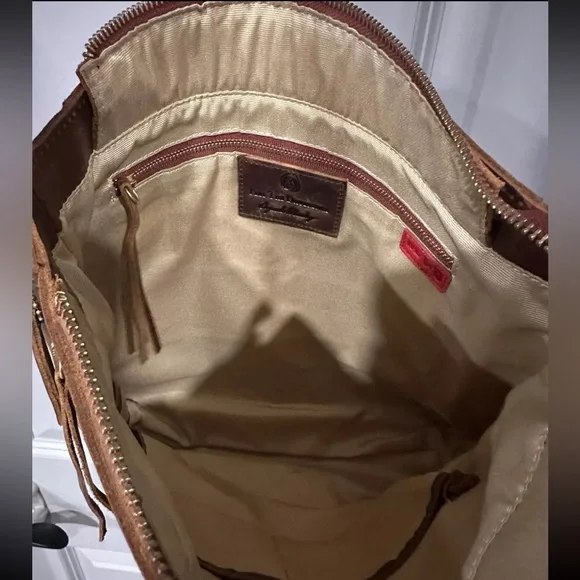 Osgoode Marley Jordyn N/S Zip Top Brown Distressed Leather Crossbody Purse RFID - Picture 8 of 15